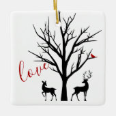 Aangepaste deer Couple in Love Our 1st Kerstmis Keramisch Ornament (Voorkant)