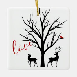 Aangepaste deer Couple in Love Our 1st Kerstmis Keramisch Ornament