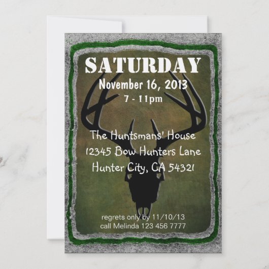 Aangepaste 'Deer Hunting Skull' Kaart (Achterkant)