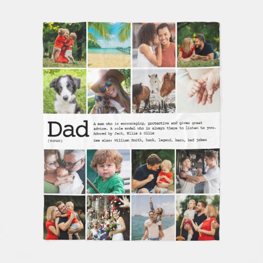 Aangepaste definitie foto collage voor papa fleece deken (Voorkant)