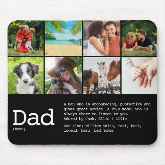 Aangepaste definitie papa foto zwart en wit muismat (Voorkant)