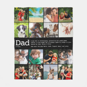 Aangepaste definitie papa fotocollage zwart fleece deken
