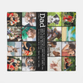 Aangepaste definitie papa fotocollage zwart fleece deken (Voorkant (Horizontaal))