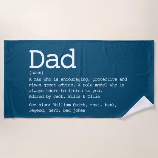 Aangepaste definitie papa Vaderdag Blauw Strandlaken (Voorkant)
