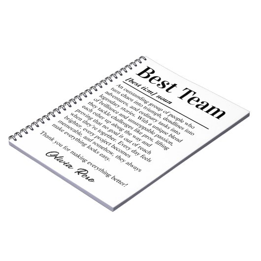 Aangepaste definitie van de beste team- erkennings notitieboek (Linkerzijde)