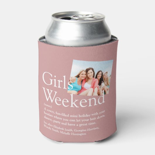 Aangepaste definitie van meisjesweekend in stoffig blikjeskoeler (Blikje Voorkant)