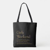 Aangepaste definitie van meisjesweekend in zwart e tote bag (Achterkant)