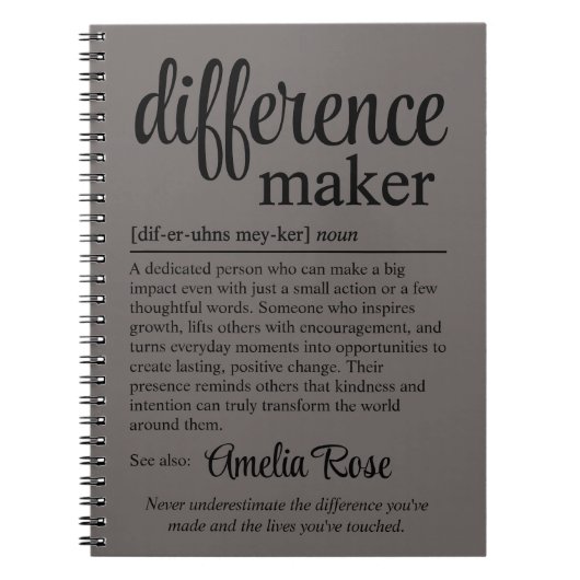 Aangepaste definitie van verschilmaker Bedankt Notitieboek (Voorkant)