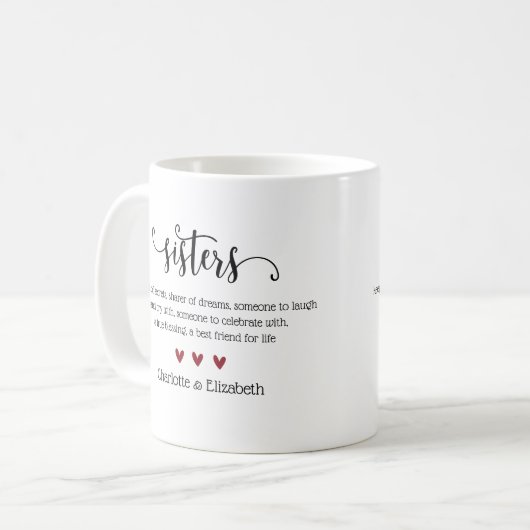 Aangepaste definitie van zuster op maat koffiemok (Voorkant links)