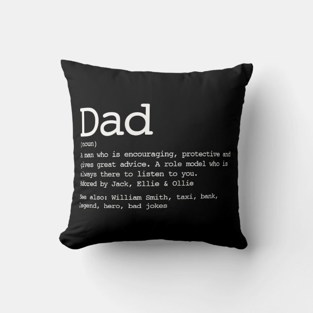 Aangepaste definitie voor papa zwart en wit kussen (Voorkant)