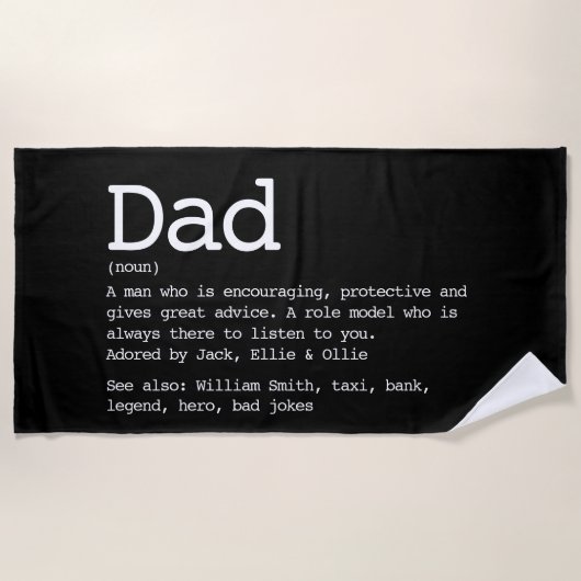 Aangepaste definitie voor papa zwart en wit strandlaken (Voorkant)