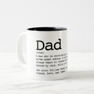 Aangepaste definitie voor papa zwart en wit tweekleurige koffiemok