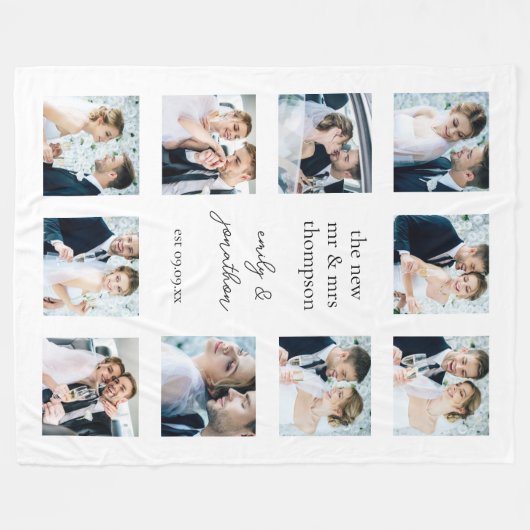 Aangepaste deken met 10 bruiloft Afbeeldingen (Voorkant (Horizontaal))