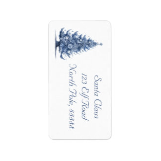 Aangepaste Delft Blauw en Witte Kerstboom Etiket