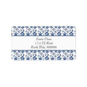 Aangepaste Delft Blauw Wit Kerststerren Bloemmotie Etiket