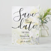 Aangepaste Delicate Gele Bloemen Bruiloft Save The Date (Staand voorkant)