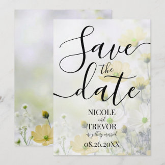 Aangepaste Delicate Gele Bloemen Bruiloft Save The Date