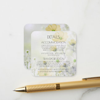 Aangepaste Delicate Gele Bloemen Details Informatiekaartje