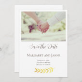 Aangepaste Delicate Gouden Bladeren Save The Date (Voorkant / Achterkant)