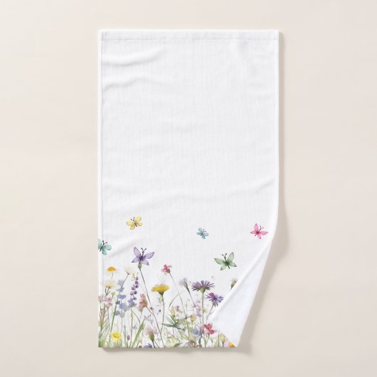 Aangepaste delicate Waterverf wilde bloemen vlinde Bad Handdoek (Handdoek)