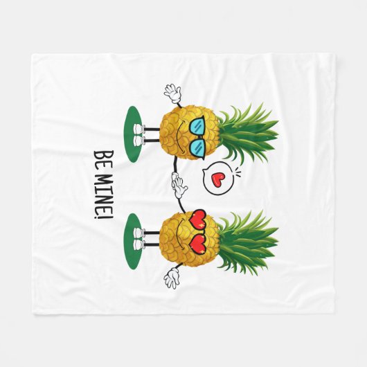 Aangepaste denanappel Emoji Love Couple Fleece Deken (Voorkant (Horizontaal))