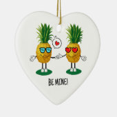 Aangepaste denanappel Emoji Love Couple Keramisch Ornament (Rechts)