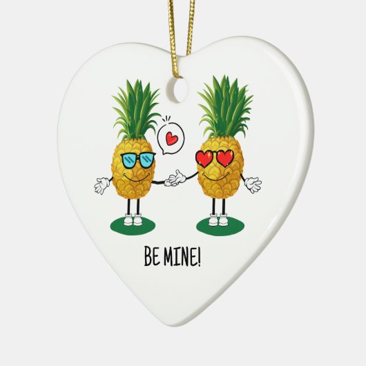 Aangepaste denanappel Emoji Love Couple Keramisch Ornament (Links)