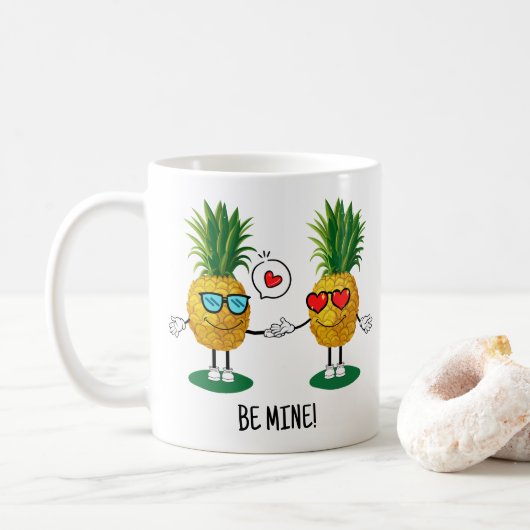 Aangepaste denanappel Emoji Love Couple Koffiemok (Met donut)