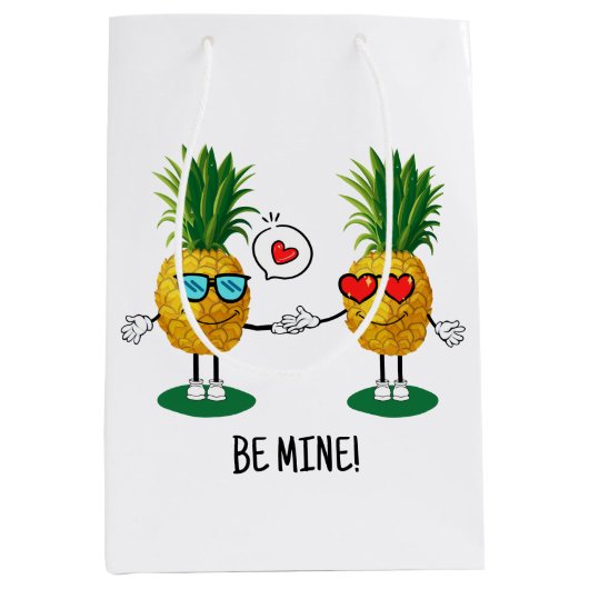 Aangepaste denanappel Emoji Love Couple Medium Cadeauzakje (Voorkant)