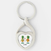 Aangepaste denanappel Emoji Love Couple Sleutelhanger (Voorkant)