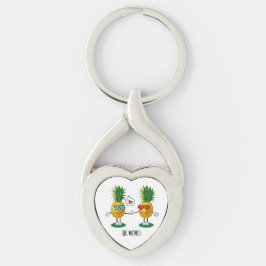 Aangepaste denanappel Emoji Love Couple Sleutelhanger