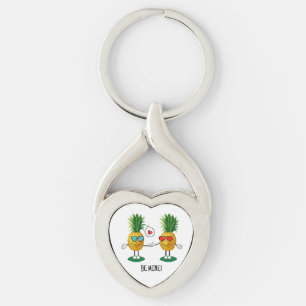 Aangepaste denanappel Emoji Love Couple Sleutelhanger