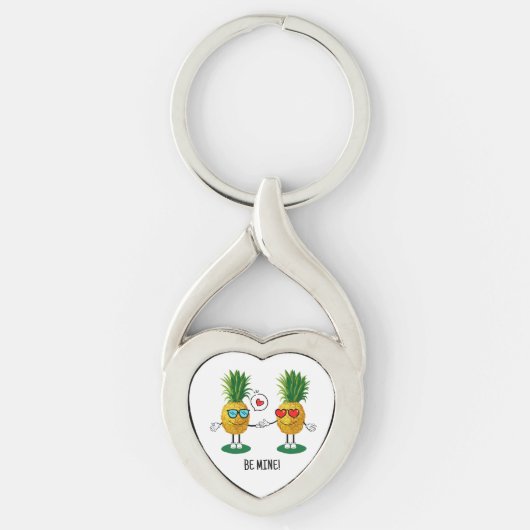 Aangepaste denanappel Emoji Love Couple Sleutelhanger (Voorkant)