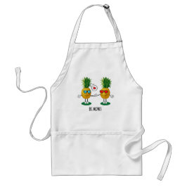 Aangepaste denanappel Emoji Love Couple Standaard Schort