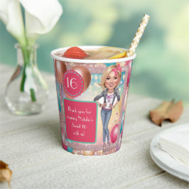 Aangepaste Denim en glitter Sweet 16 Papieren Bekers