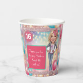 Aangepaste Denim en glitter Sweet 16 Papieren Bekers (Achterkant)
