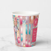 Aangepaste Denim en glitter Sweet 16 Papieren Bekers (Rechts)