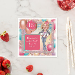 Aangepaste Denim en glitter Sweet 16 Servet