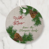 Aangepaste dennenaaltjes vertakkingen met adem bedankjes labels (Achterkant)