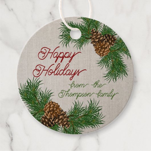 Aangepaste dennenaaltjes vertakkingen met adem bedankjes labels (Voorkant)