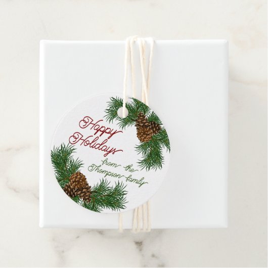 Aangepaste dennenaaltjes vertakkingen met adem bedankjes labels (In situ)