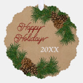 Aangepaste dennenaaltjes vertakkingen met adem ornament kaart (Voorkant)