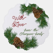 Aangepaste dennenaaltjes vertakkingen met adem ornament kaart (Achterkant)