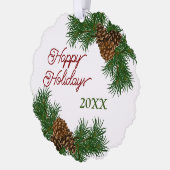 Aangepaste dennenaaltjes vertakkingen met adem ornament kaart (Links)