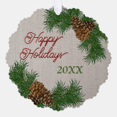 Aangepaste dennenaaltjes vertakkingen met adem ornament kaart (Voorkant)