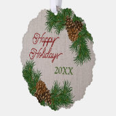 Aangepaste dennenaaltjes vertakkingen met adem ornament kaart (Links)