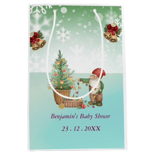 Aangepaste dennenster baby shower medium cadeauzakje (Voorkant)