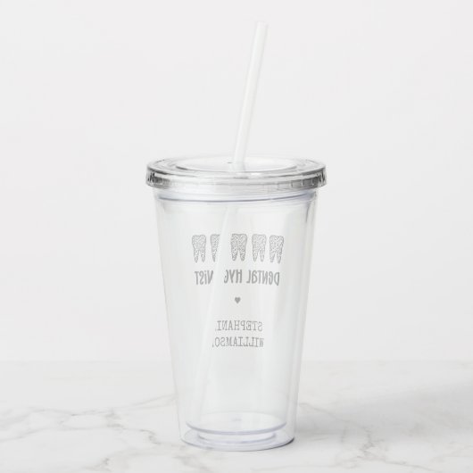 Aangepaste Dental Hygienist Leopard Print Teeth Acryl Drinkbeker (Achterkant)