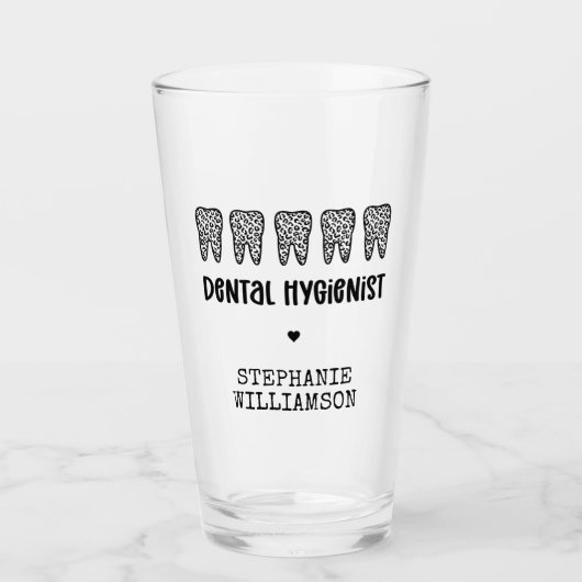 Aangepaste Dental Hygienist Leopard Print Teeth Glas (Voorkant)