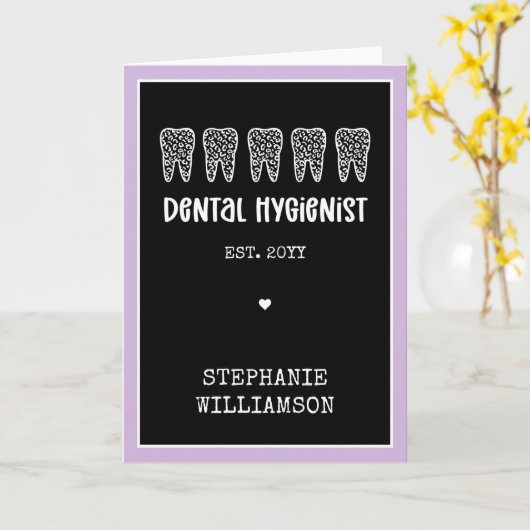 Aangepaste Dental Hygienist Leopard Print Teeth Kaart (Gele Bloem)